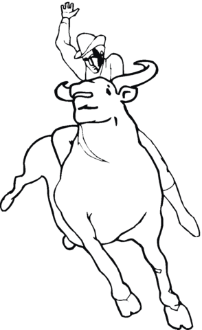 Bull Rodeo Coloring Page